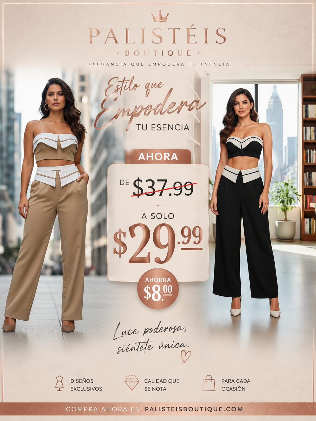 Front Fold-over Color Contrast Top And Pants Set