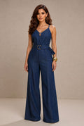 Jumpsuit en Mahón Azul con Cinturón – Elegante y Fresco para Mujer