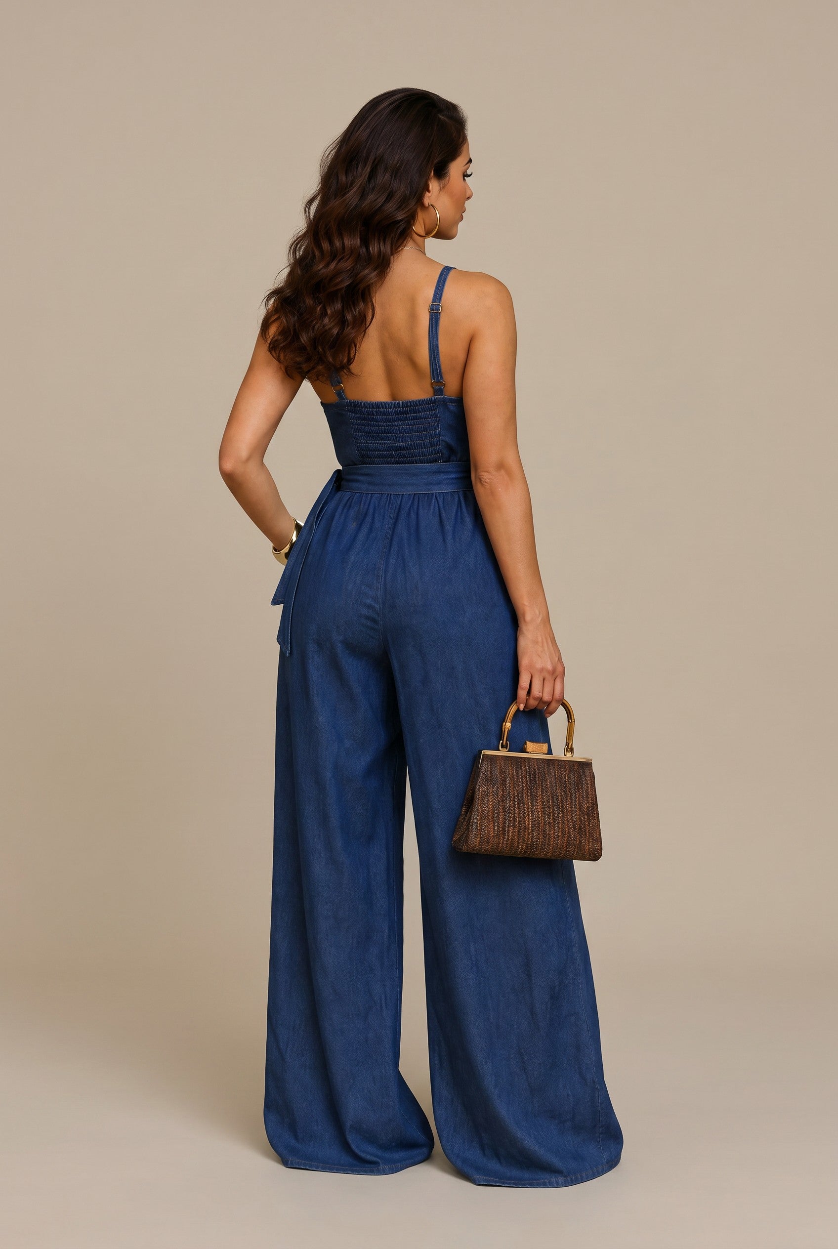 Jumpsuit en Mahón Azul con Cinturón – Elegante y Fresco para Mujer