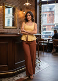 Heavy Ponte High Waist Button Detail Pants