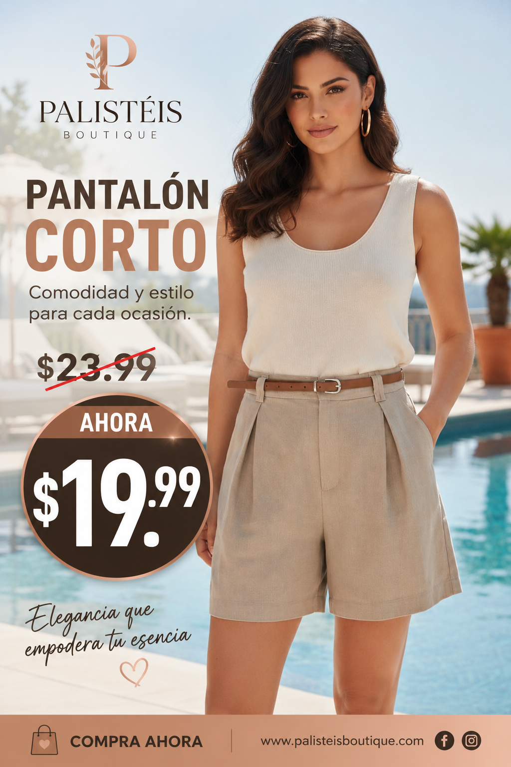 Pleated Linen Shorts W/ Leather Belt