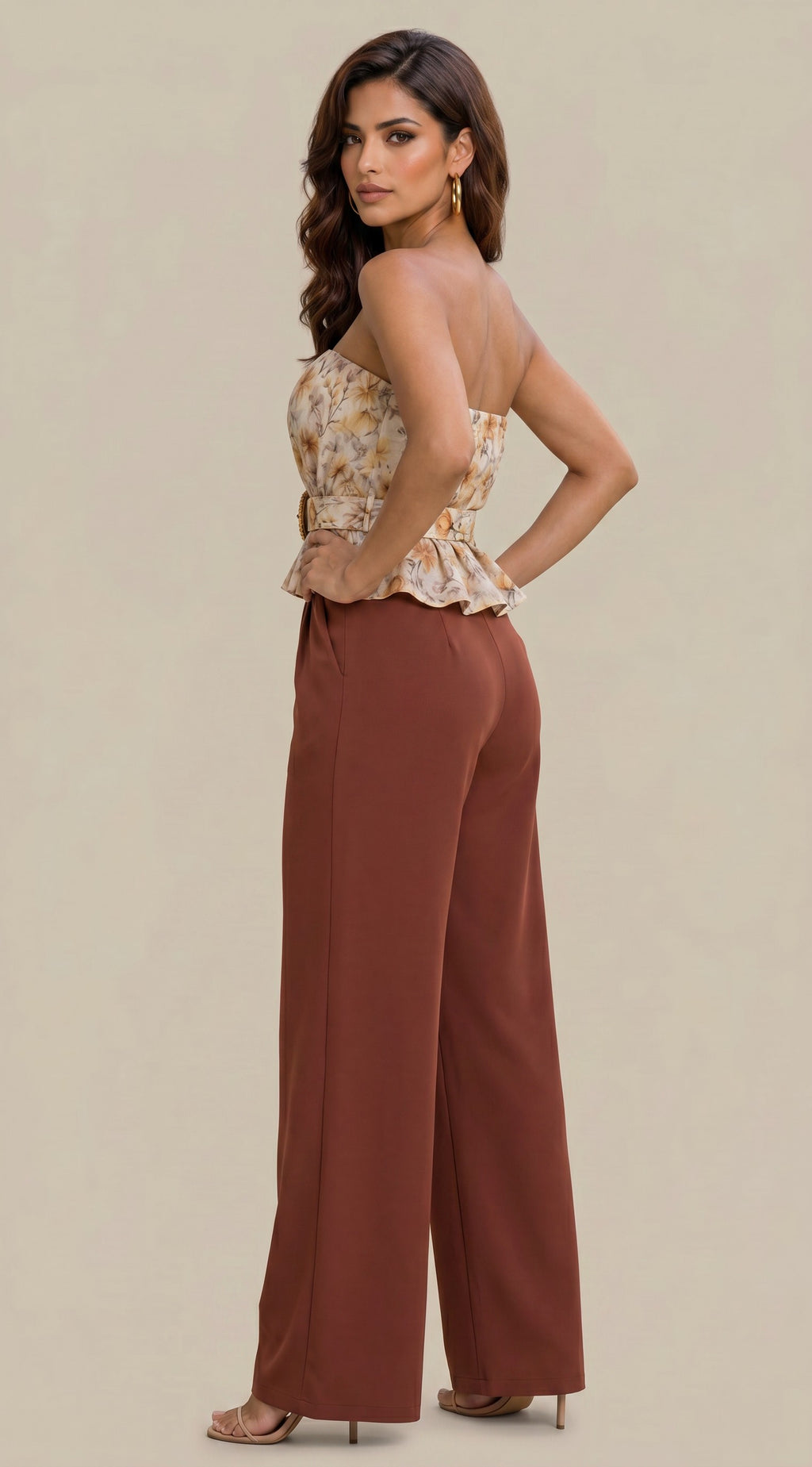 Strapless Belted Peplum Top
