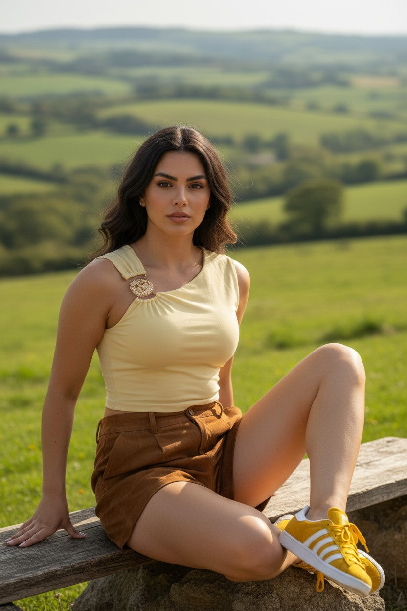 Double Lined Front Jewel Detail Crop Top